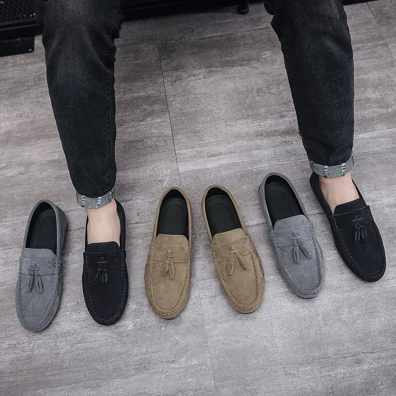 Férfi Casual Loafer - Bojtos Bőr Mokaszin Puha Talppal