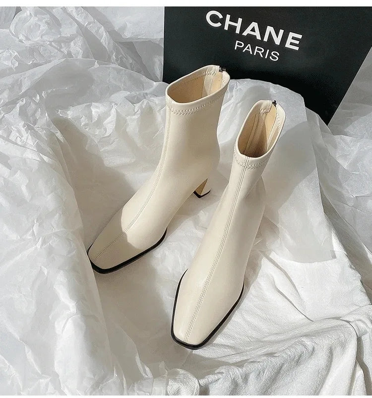 Women's Ankle Boots - Soft Leather High Heel Shoes