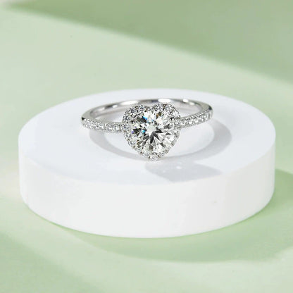 Moissanite Szív Gyűrű 925 Nők