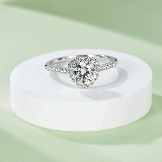 Moissanite Szív Gyűrű 925 Nők