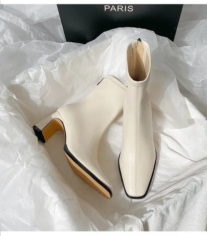 Women's Ankle Boots - Soft Leather High Heel Shoes