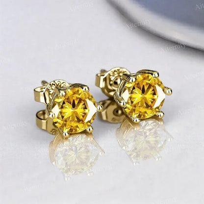 0.1ct-2ct D Color Certified Moissanite Stud Earrings Lab Created Diamond 925 Sterling Silver Wedding - BAALAAZ