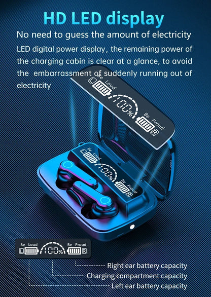 DAMORE M19 Fülhallgató TWS Earphone - Aktív Zajszűrés, Érintéses Vezérlés, Vízálló LED Kijelző Mikrofonnal