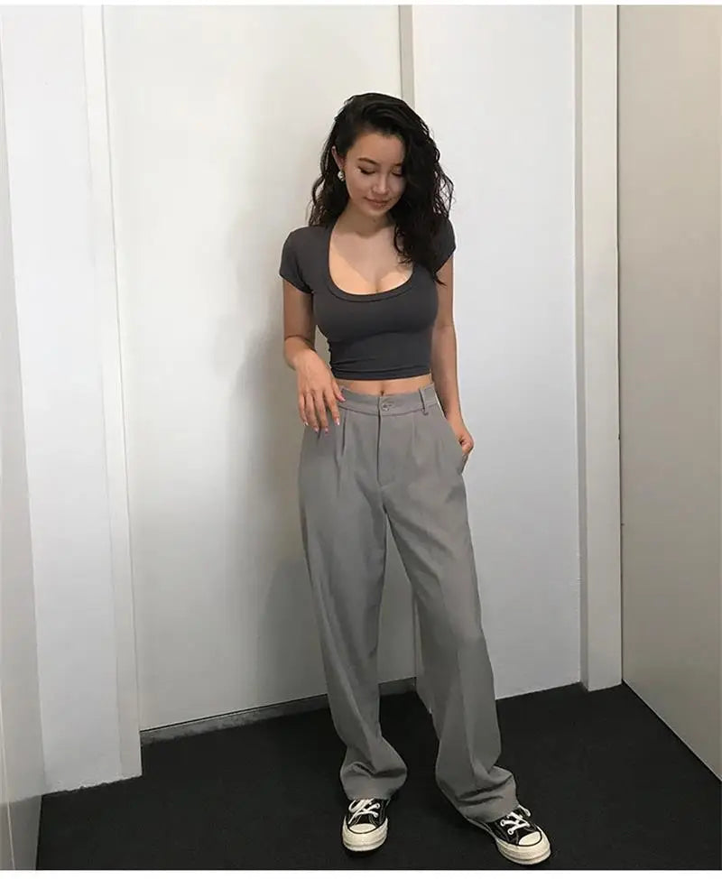 JEYONGZOOCN Damen Crop Top Slim