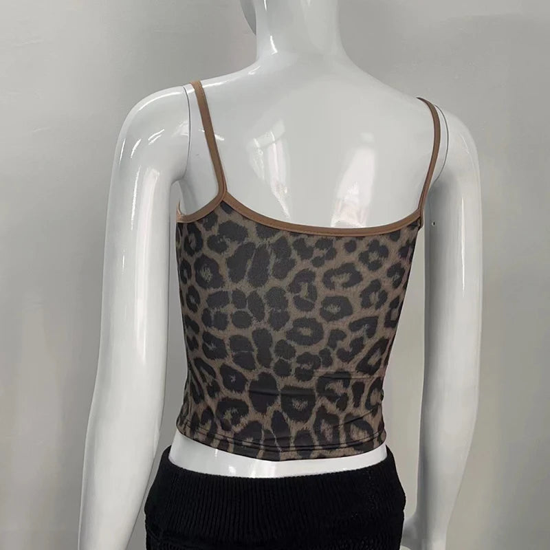 Leopárd Mintás Cami Crop Top