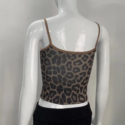 Leopárd Mintás Cami Crop Top