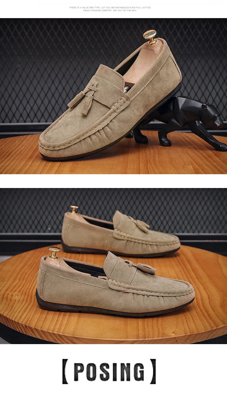 Férfi Casual Loafer - Bojtos Bőr Mokaszin Puha Talppal