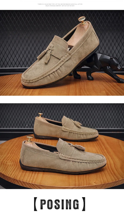 Férfi Casual Loafer - Bojtos Bőr Mokaszin Puha Talppal