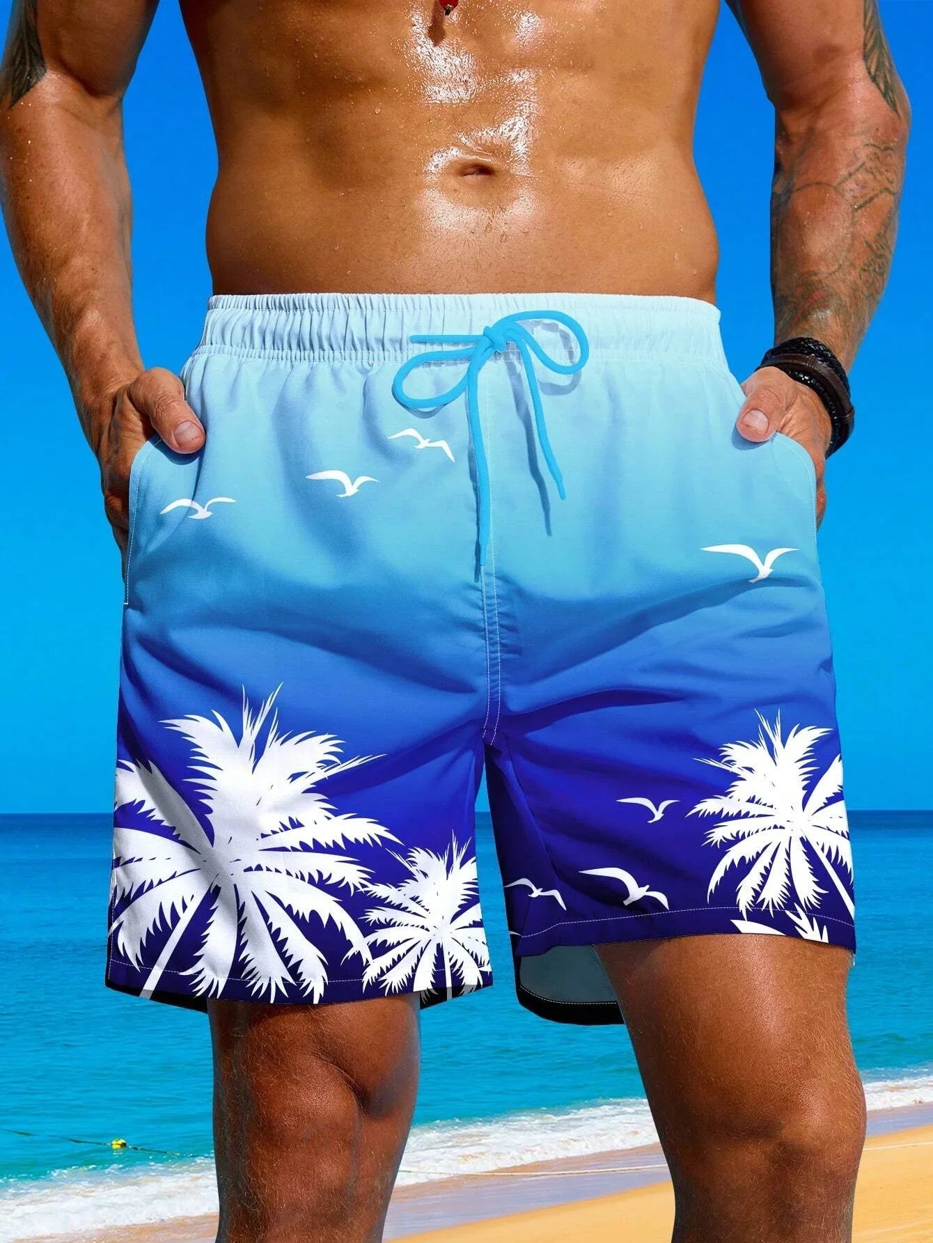 Férfi Pálma Mintás Board Shorts