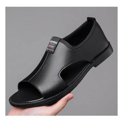 Férfi Designer Bőr Szandál - Divatos Nyári Strand Papucs Csúszásmentes