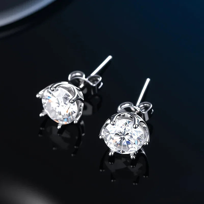 0.5-2.0ct Moissanite Studs Earrings With GRA Certificate Pass Diamond tester Pen For Men Women 925 Silver Wedding Gemstone - BAALAAZ