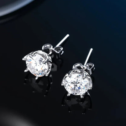 0.5-2.0ct Moissanite Studs Earrings With GRA Certificate Pass Diamond tester Pen For Men Women 925 Silver Wedding Gemstone - BAALAAZ