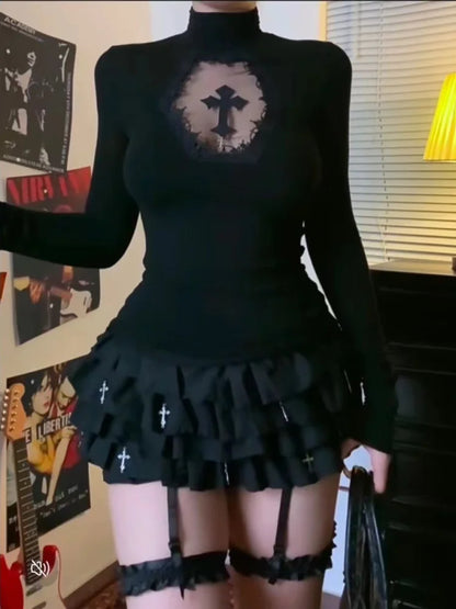 Turtleneck Black Goth Top