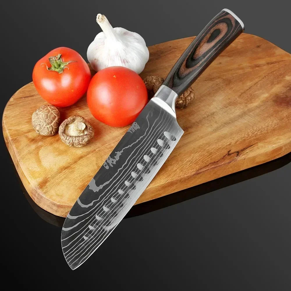 Damascus Konyhakés Éles Santoku