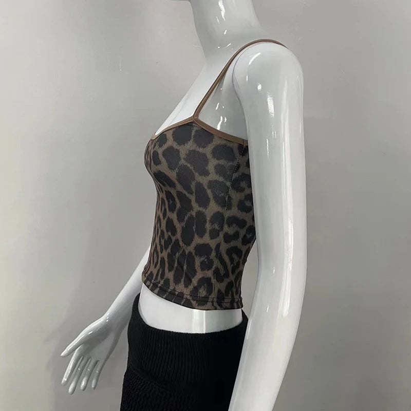 Leopárd Mintás Cami Crop Top