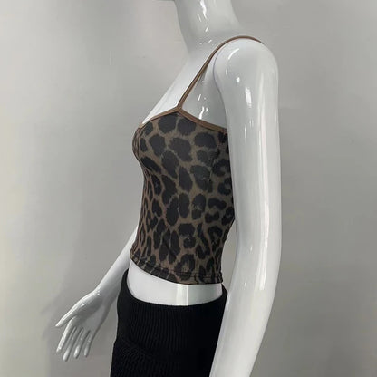 Leopárd Mintás Cami Crop Top