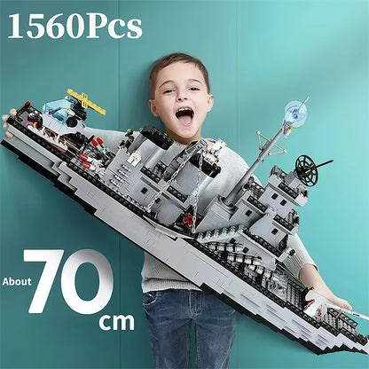 HarciKocka Navy Hadihajó Építő Blokk Készlet - 6 az 1-ben Nagy Méretű 1560 Darabos Szett