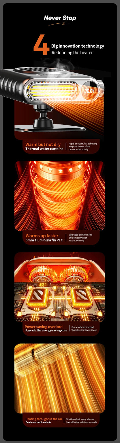 Xiaomi 12V/24V Autós Fűtőventilátor 150W - Digitális Kijelző, Jégtelenítés, Páramentesítés