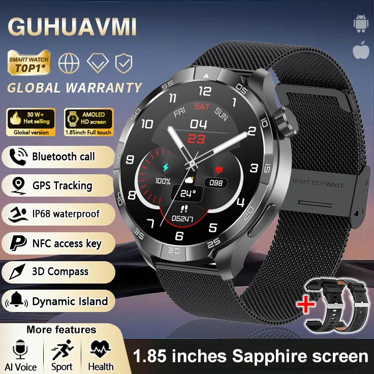 OutdoorTech GPS Sportos Okosóra Férfiaknak - 1,85 Hüvelykes AMOLED Kijelző NFC és HD Hívás IP68 Vízálló