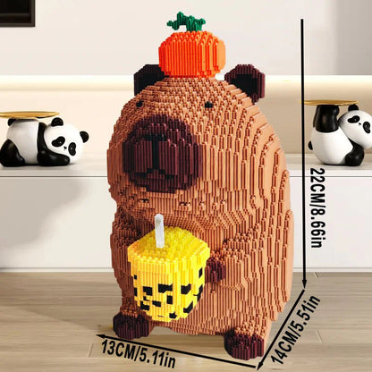 3836 Darabos Persimmon Tejes Teás Capybara Modell Építő Puzzle - Parti És Szobadíszhez Alkalmas