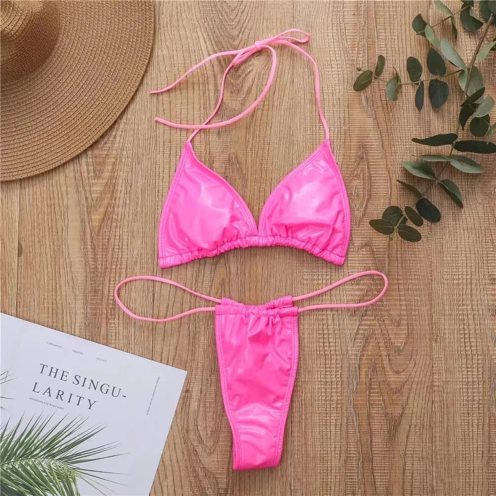 Szexi Bőr Bikini Bralette