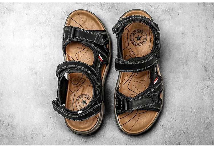 Férfi Bőr Szandál Nyári Strandpapucs - Kényelmes Outdoor Szandál