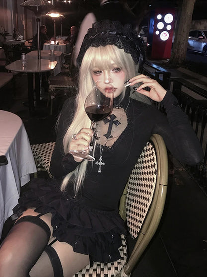 Turtleneck Black Goth Top