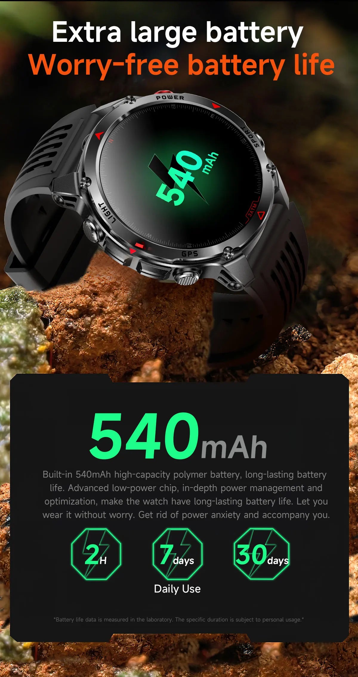 MilTech Katonai Szintű Úszó Okosóra - Beépített GPS Kompassz 30m Vízálló 1,46 Hüvelykes AMOLED