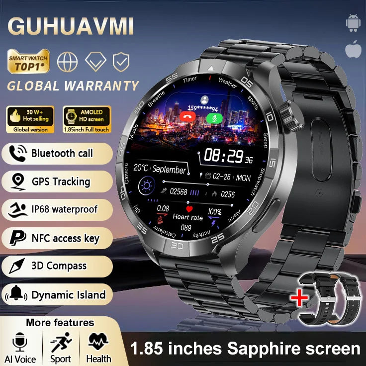 OutdoorTech GPS Sportos Okosóra Férfiaknak - 1,85 Hüvelykes AMOLED Kijelző NFC és HD Hívás IP68 Vízálló