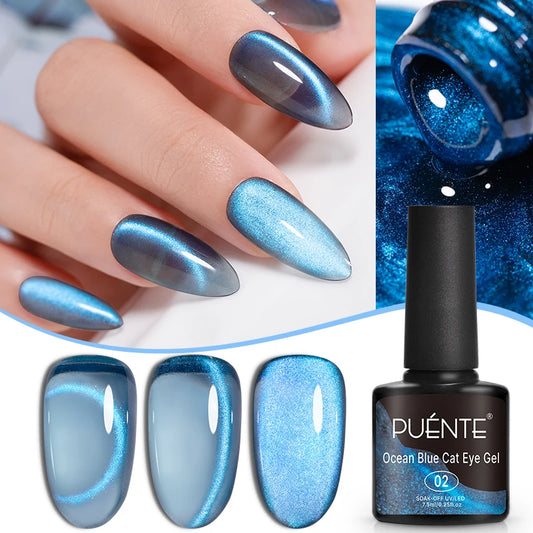Puente Cat Eye Gel Fényes Kék