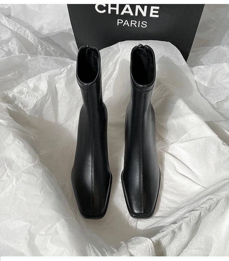 Women's Ankle Boots - Soft Leather High Heel Shoes