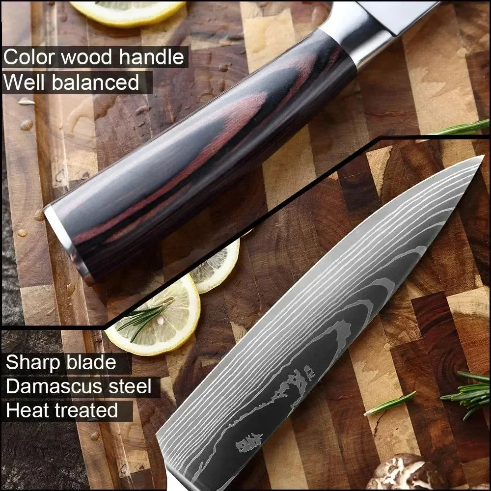 Damascus Konyhakés Éles Santoku