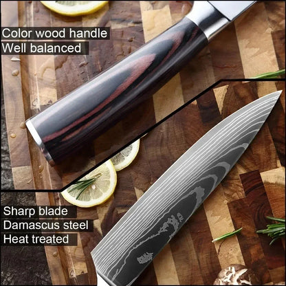 Damascus Konyhakés Éles Santoku