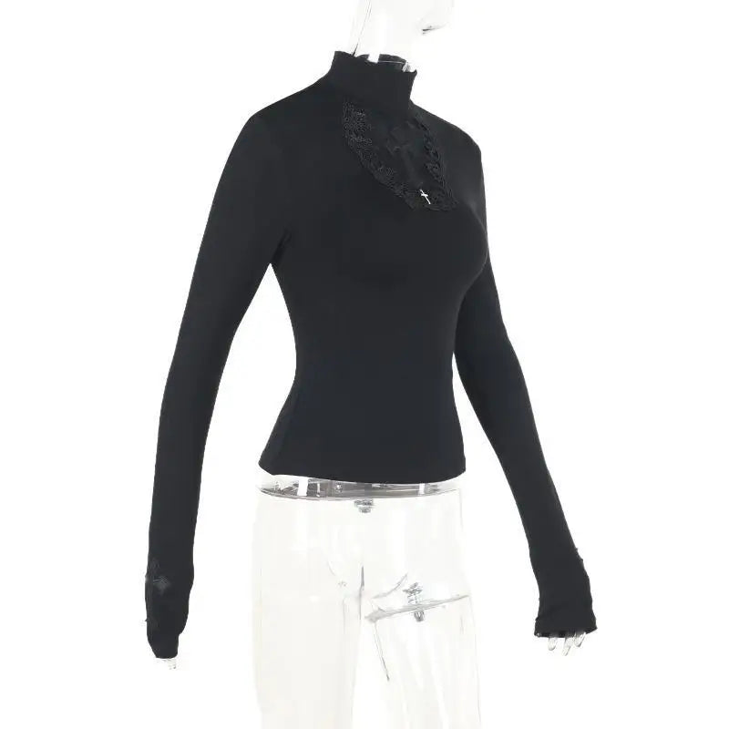 Turtleneck Black Goth Top