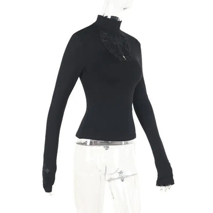 Turtleneck Black Goth Top