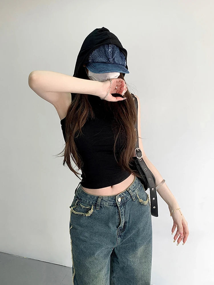JEYONG Kapucnis Crop Top Női