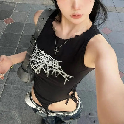 Tanktop mit Spinnennetz-Motiv JEYONGZOOCN