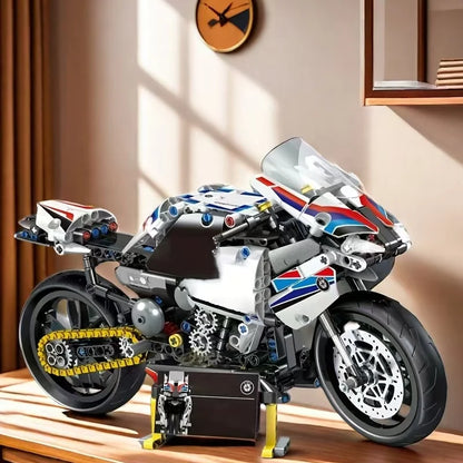 Motorkerékpár Építő Kocka Modell 2439 Db Fehér és Arany - Könnyen Összeszerelhető és Ajándéknak Ideális