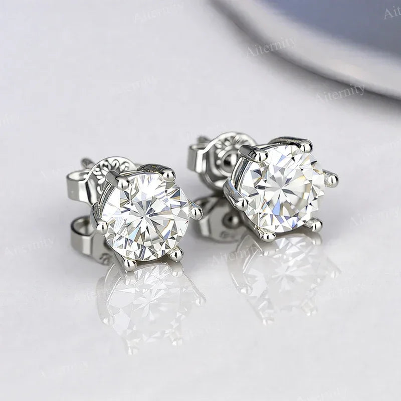 0.1ct-2ct D Color Certified Moissanite Stud Earrings Lab Created Diamond 925 Sterling Silver Wedding - BAALAAZ