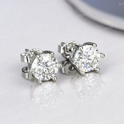 0.1ct-2ct D Color Certified Moissanite Stud Earrings Lab Created Diamond 925 Sterling Silver Wedding - BAALAAZ