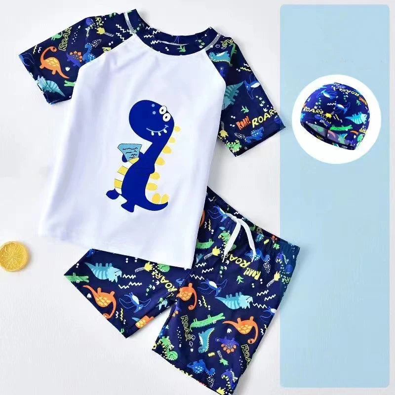 NONECN Jungen-Badeanzug-Set, 3-teilig