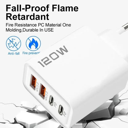 120W Gyors Töltő 4 Port USB C