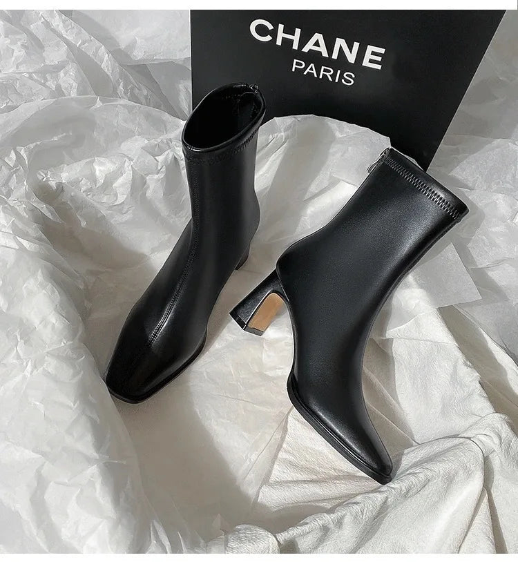 Women's Ankle Boots - Soft Leather High Heel Shoes