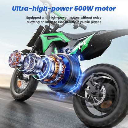 iScooter A14 Elektromos Cross Motor Gyerekeknek 500W - 27 km/h, 14 Hüvelyk, Terepjáró