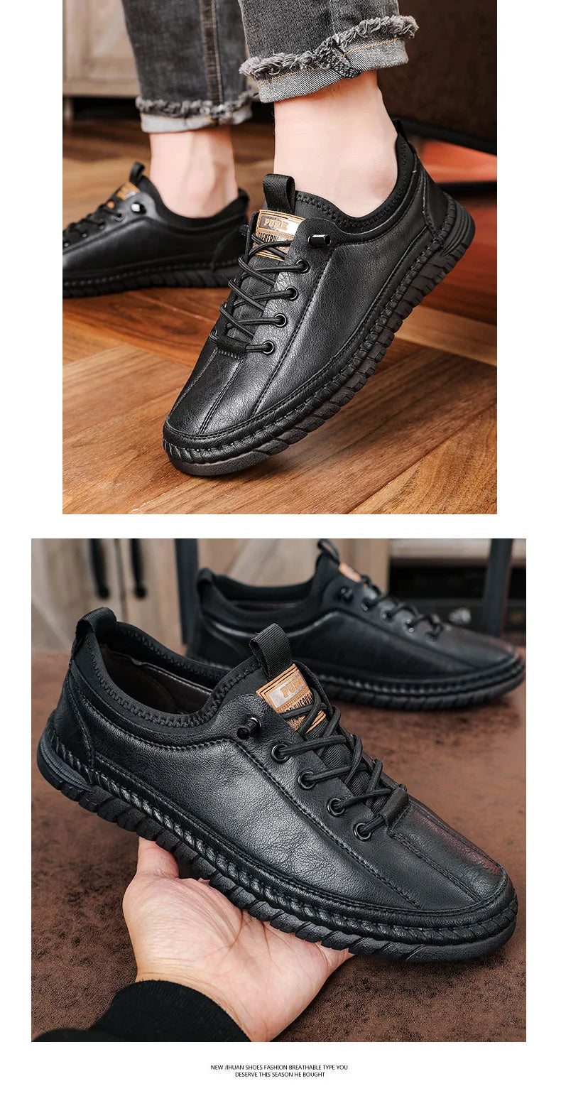 Férfi Casual Mokaszin Cipő - Kényelmes Lapos Talpú Slip-On Bőr Loafer