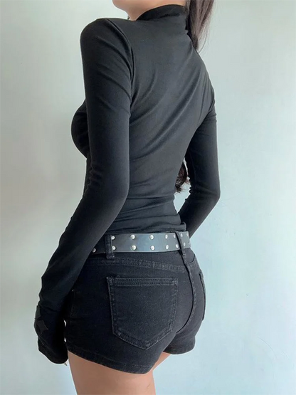 Turtleneck Black Goth Top