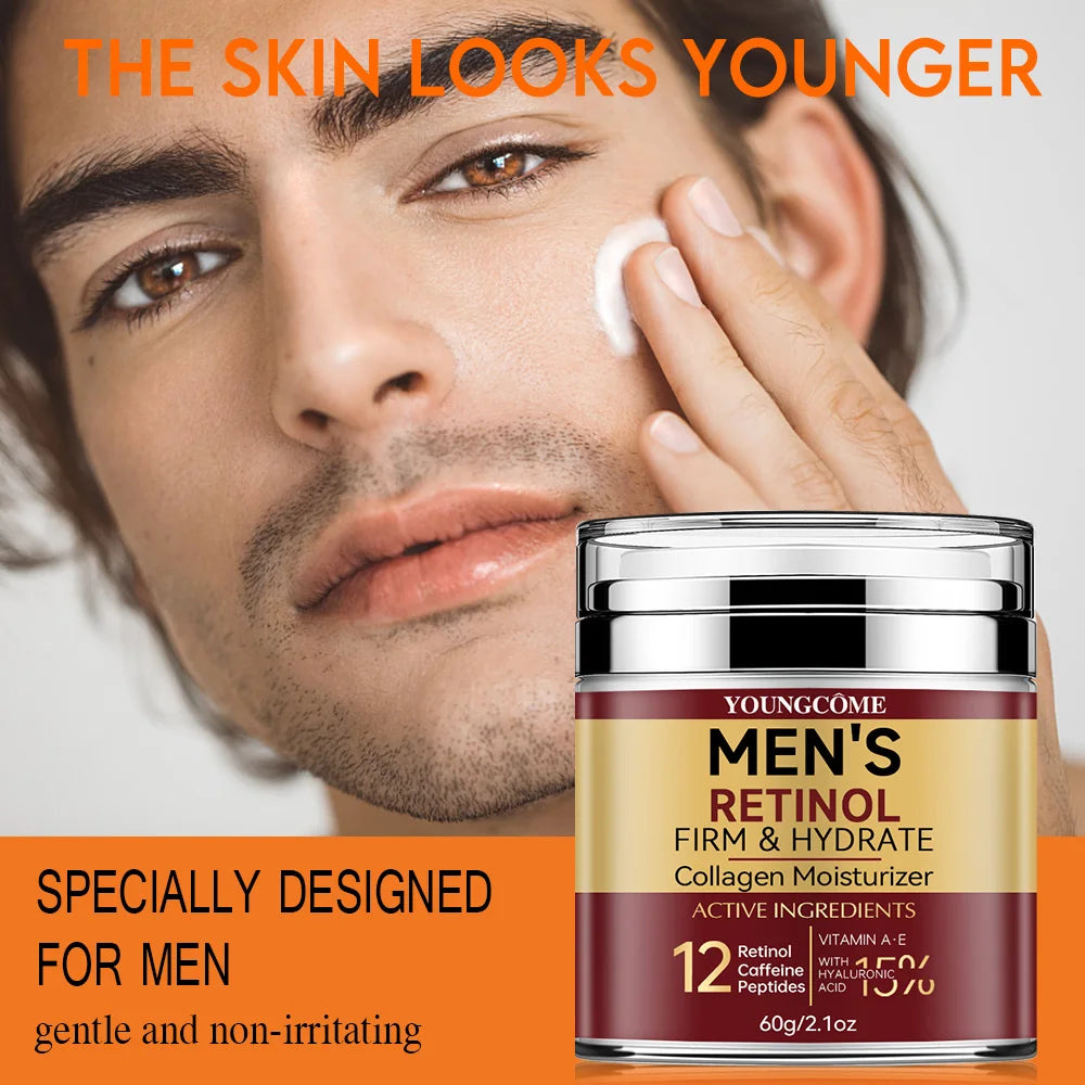 LGRAMER Men's Retinol Firming Face Cream - Hydration and Wrinkle Removal with Collagen for Glowing Skin