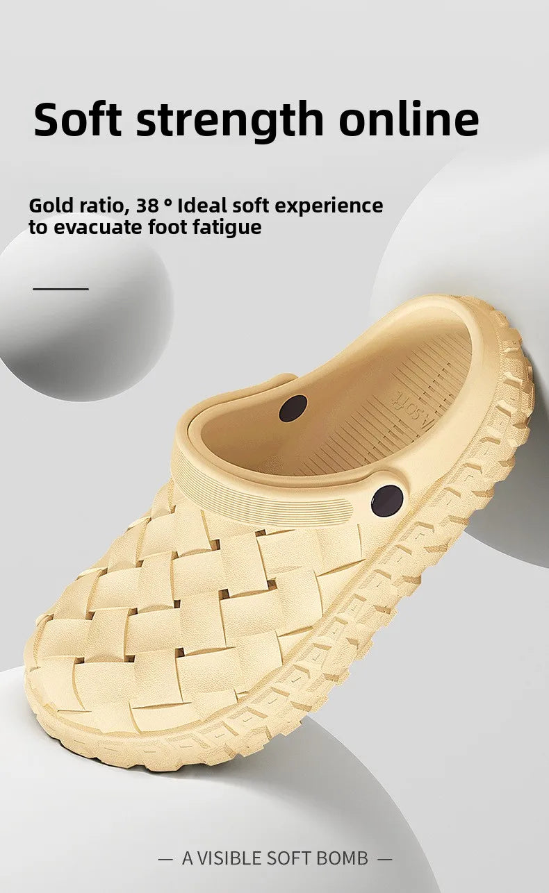 Férfi Outdoor Szandál EVA - Puha Talpú Strand Papucs Lyukacsos Design Fehér