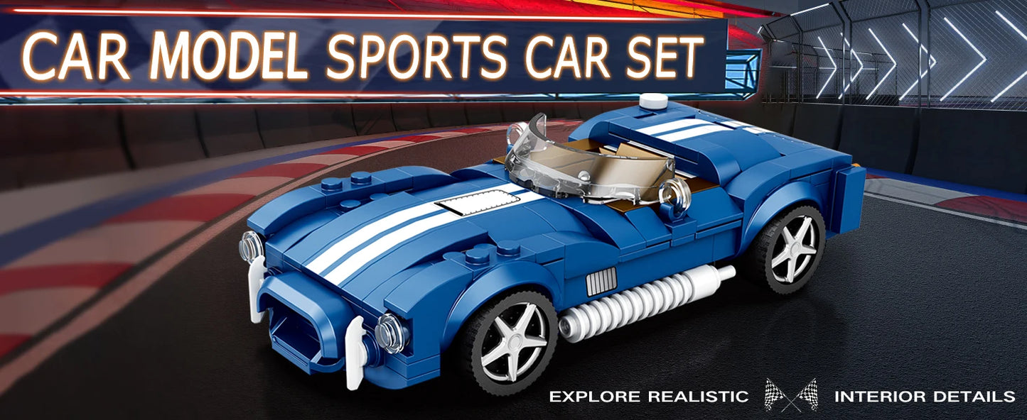 AMAZINGBLOKS 312 Pcs Kék Sport Autó Építő Készlet - Oktató Játék És Asztali Dísz Modell Gyerekeknek