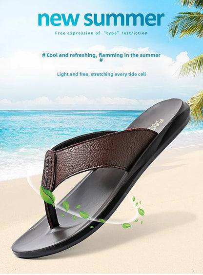 Herren-Flip-Flops aus Leder – Atmungsaktive Sommersandalen vom Designer